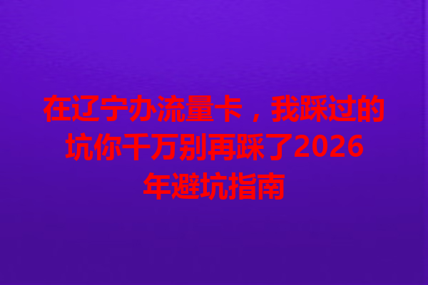在辽宁办流量卡，我踩过的坑你千万别再踩了2026年避坑指南