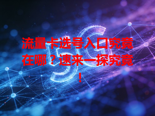 流量卡选号入口究竟在哪？速来一探究竟！
