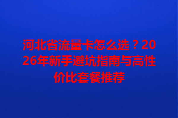 河北省流量卡怎么选？2026年新手避坑指南与高性价比套餐推荐
