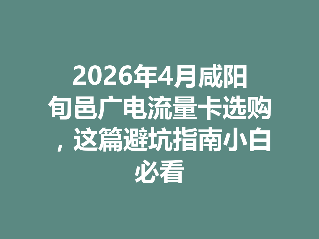2026年4月咸阳旬邑广电流量卡选购，这篇避坑指南小白必看