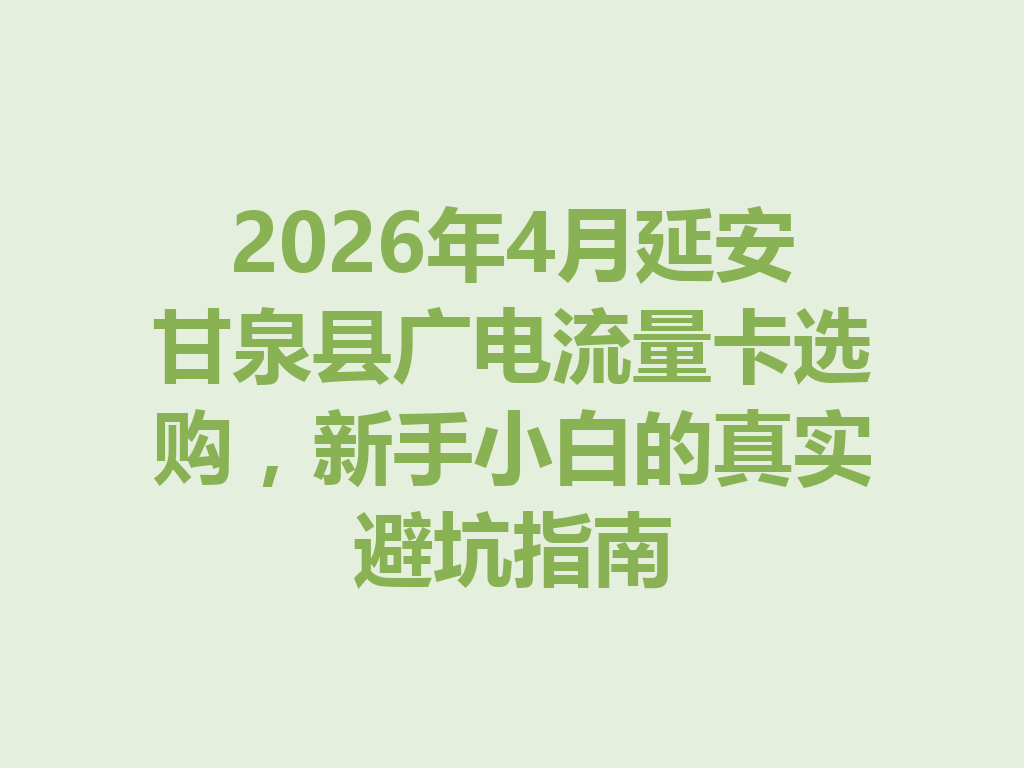 2026年4月延安甘泉县广电流量卡选购，新手小白的真实避坑指南