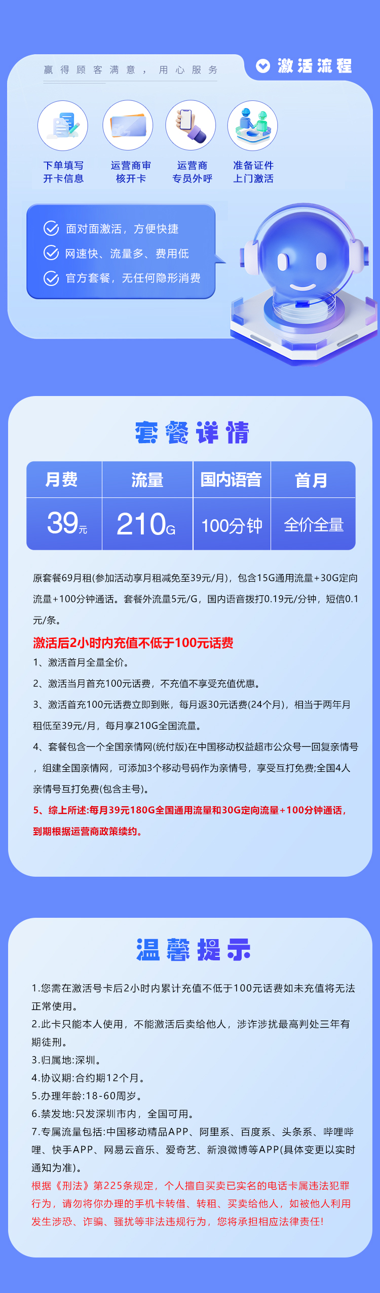 移动深圳专属卡③详情