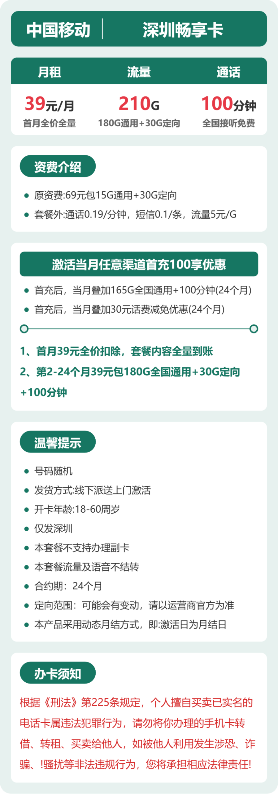 移动深圳畅享卡详情