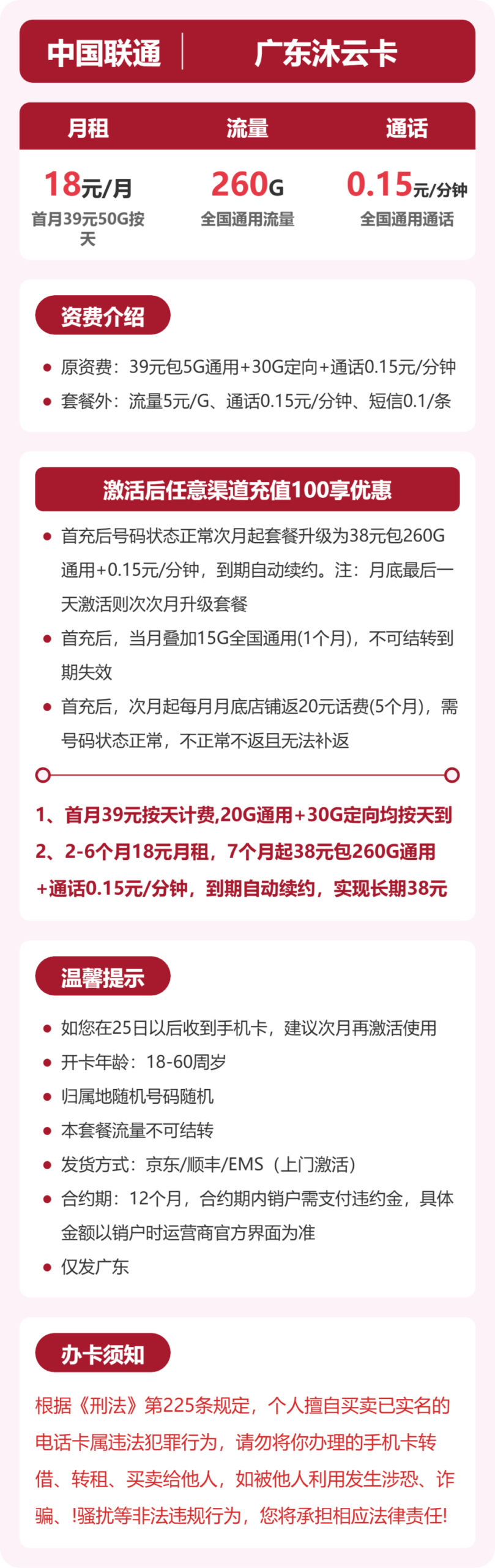 联通广东沐云卡详情