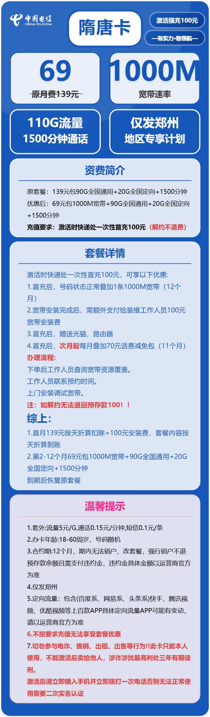 电信隋唐卡详情