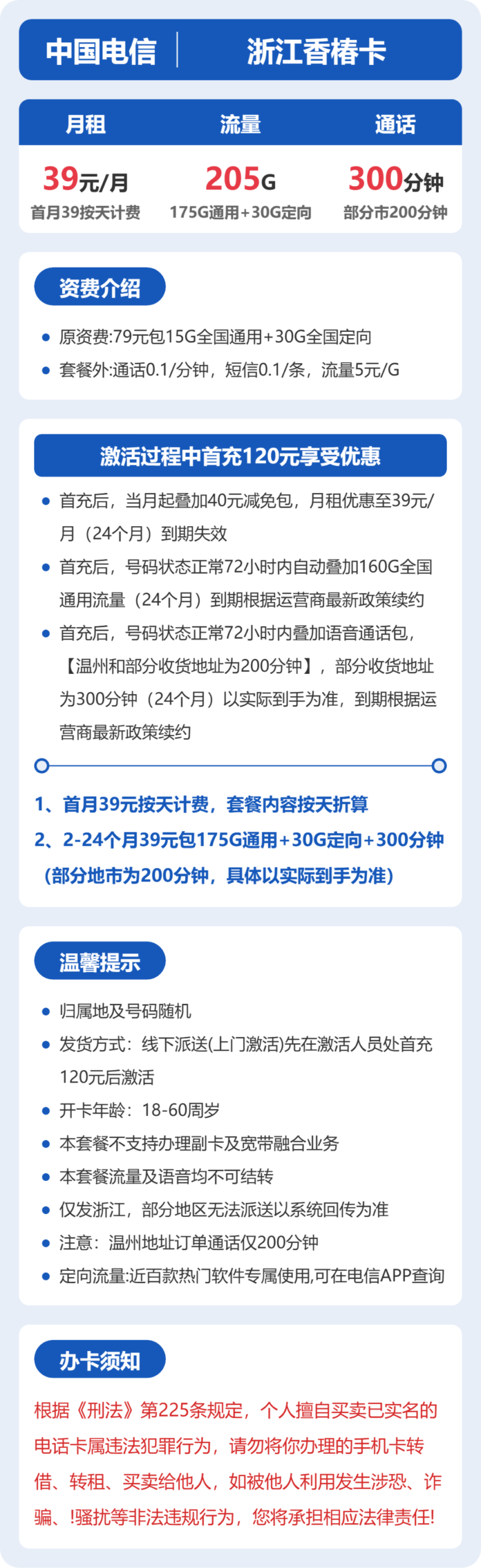 电信浙江香椿卡②详情