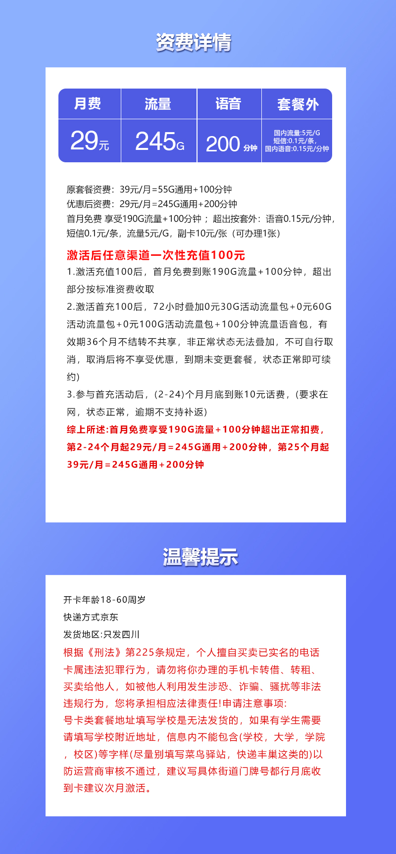 联通四川省内专属卡⑤详情