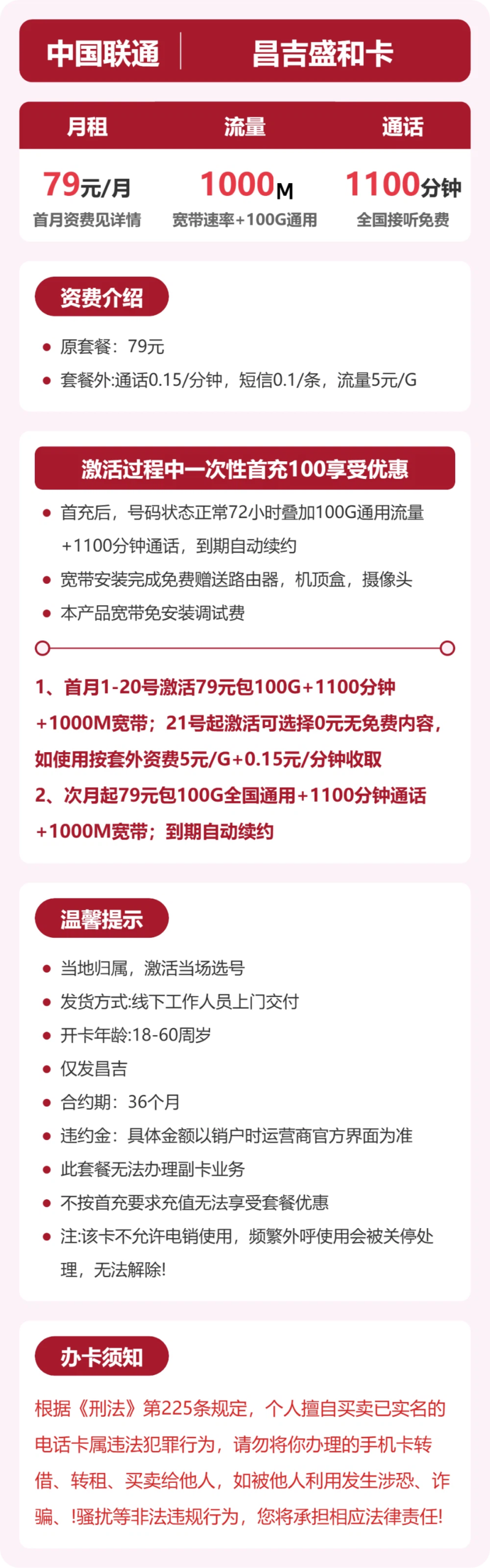 联通昌吉盛和卡详情