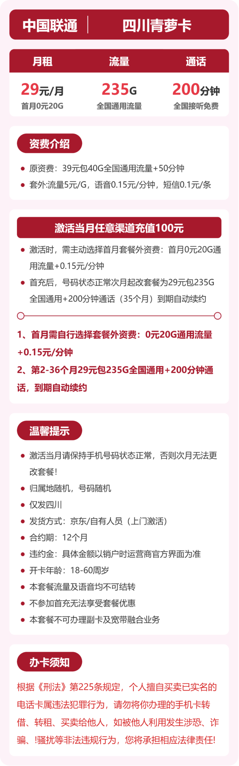联通四川青萝卡详情