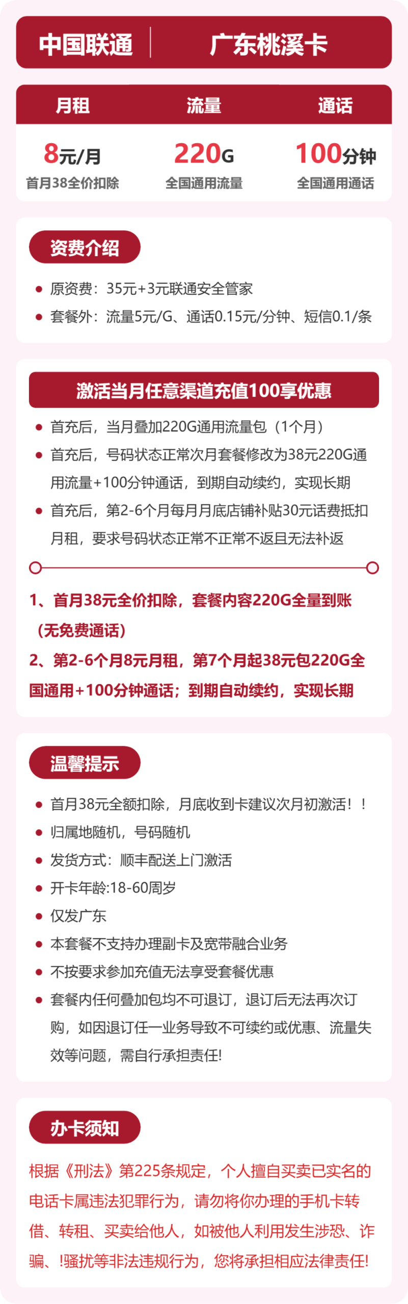 联通广东桃溪卡详情