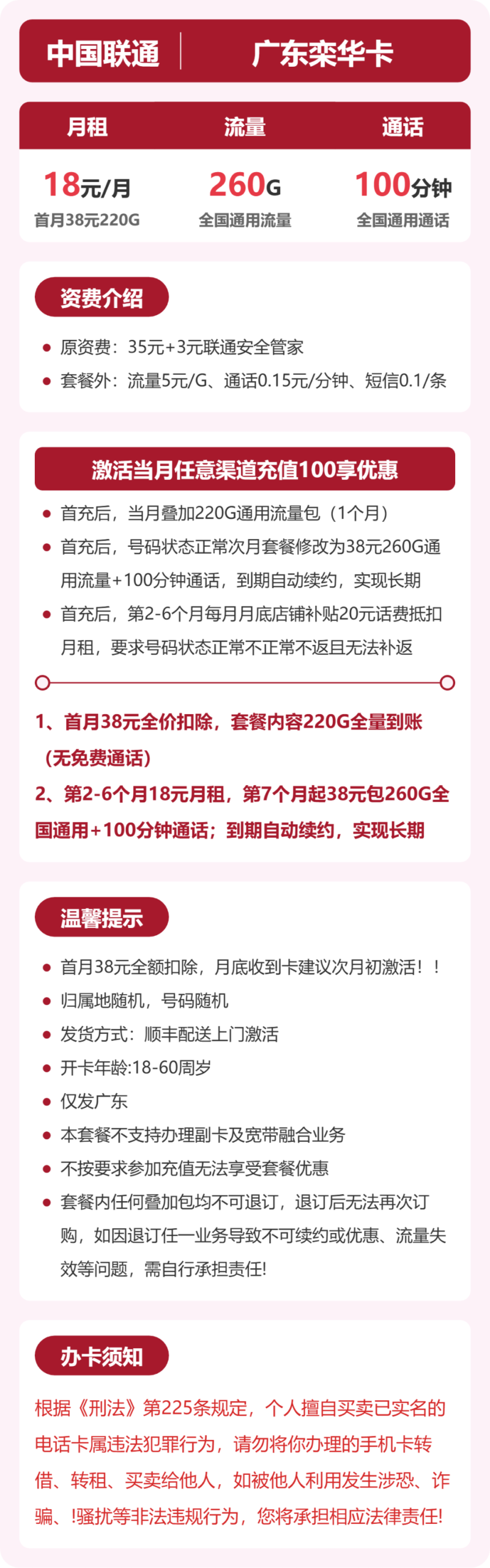 联通广东栾华卡详情