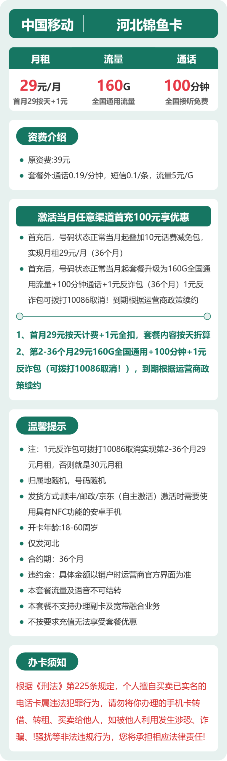 移动河北锦鱼卡②详情