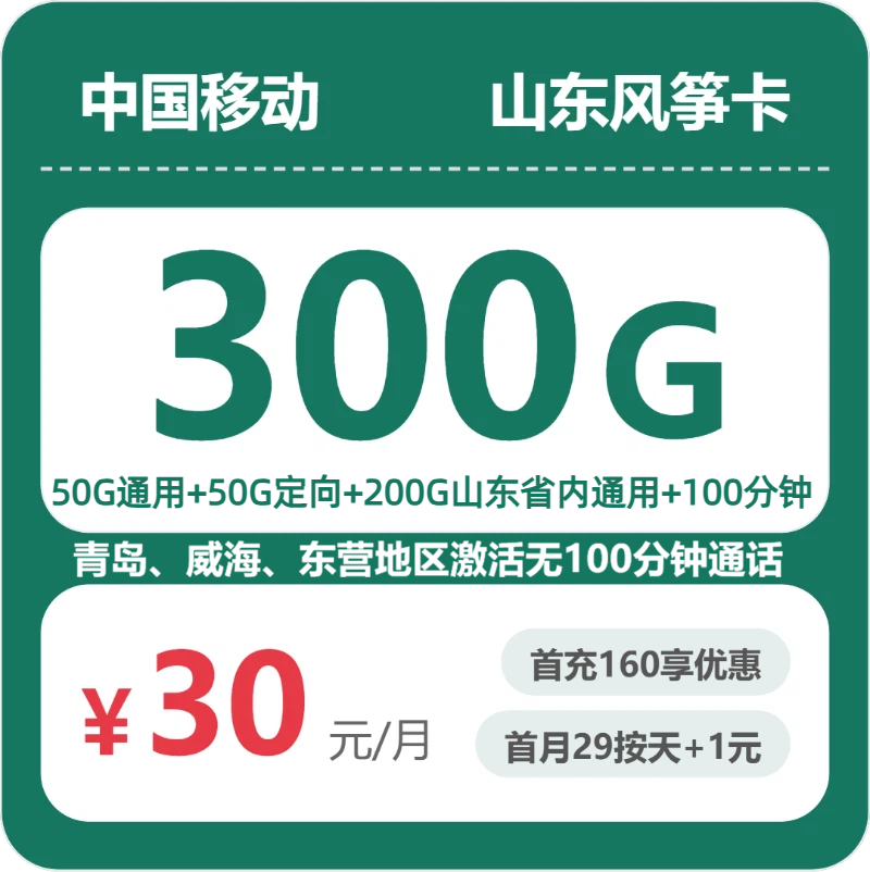 移动山东风筝卡