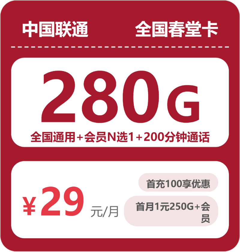 平顶山汝州市联通流量卡怎么选？29元280G+200分钟高性价比避坑指南(2026年07月中旬)