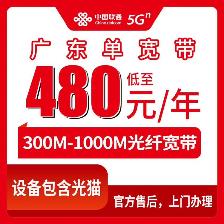 2026年10月中旬东莞装联通单宽带怎么选？300M到1000M包年480起，广东省内都能装